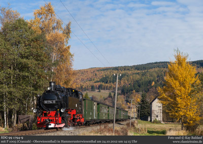 Drei Tage Reichsbahn auf der CW im Erzgebirge - Fotozüge am 24.10.2012
