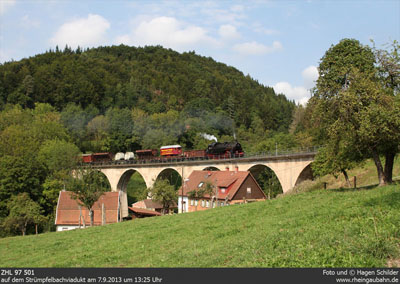 Mit der württembergischen Hz 97 501 auf der schwäbischen Waldbahn - Fotozug am 7.9.2013