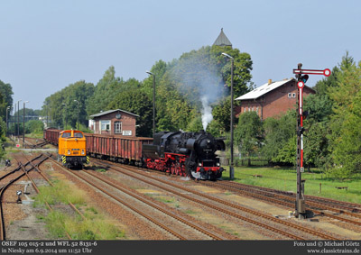 Im Spätsommer mit Dampf und Diesel durch die Oberlausitz - Fotogüterzug am 6.9.2014