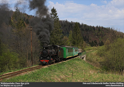 Frühlingsdampf auf der Waldeisenbahn Cisna - Fotozug am 23.4.2018