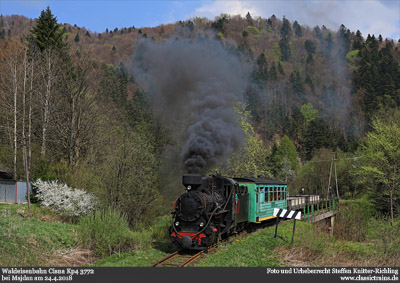 Frühlingsdampf auf der Waldeisenbahn Cisna - Fotozug am 24.4.2018