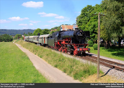 Mit 023 058-1 auf der schwäbischen Waldbahn - Plandampf am 13.6.2021