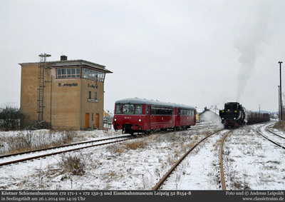 Winterdampf auf der Nebenbahn Beucha - Trebsen - Fotopersonenzüge am 26.1.2014